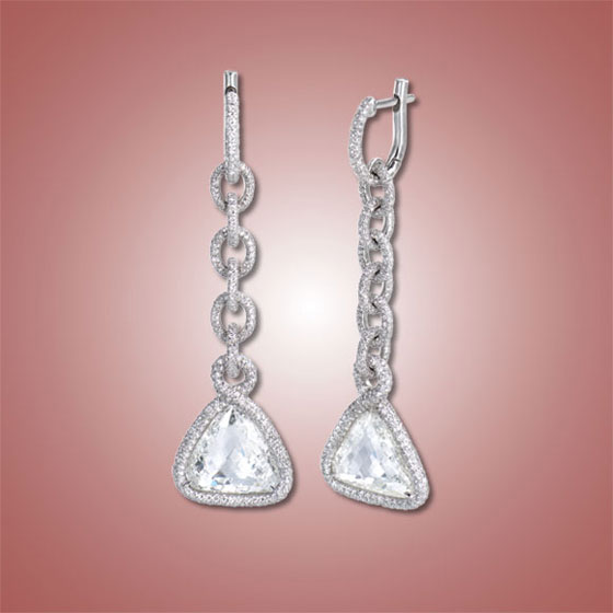 Diamond Briolette Drop Earrings