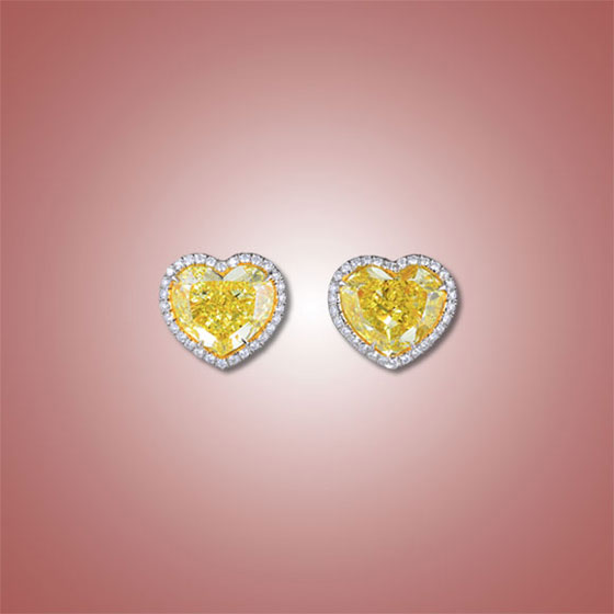 Fancy Intense Yellow Diamond Heart Earrings