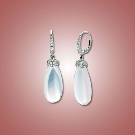 Moonstone and Diamond Earrings
