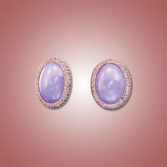 Lavender Jade and Purple Sapphire Earrings
