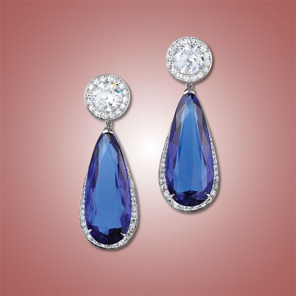 One-of-a-kind Tanzanite and Diamond Earrings